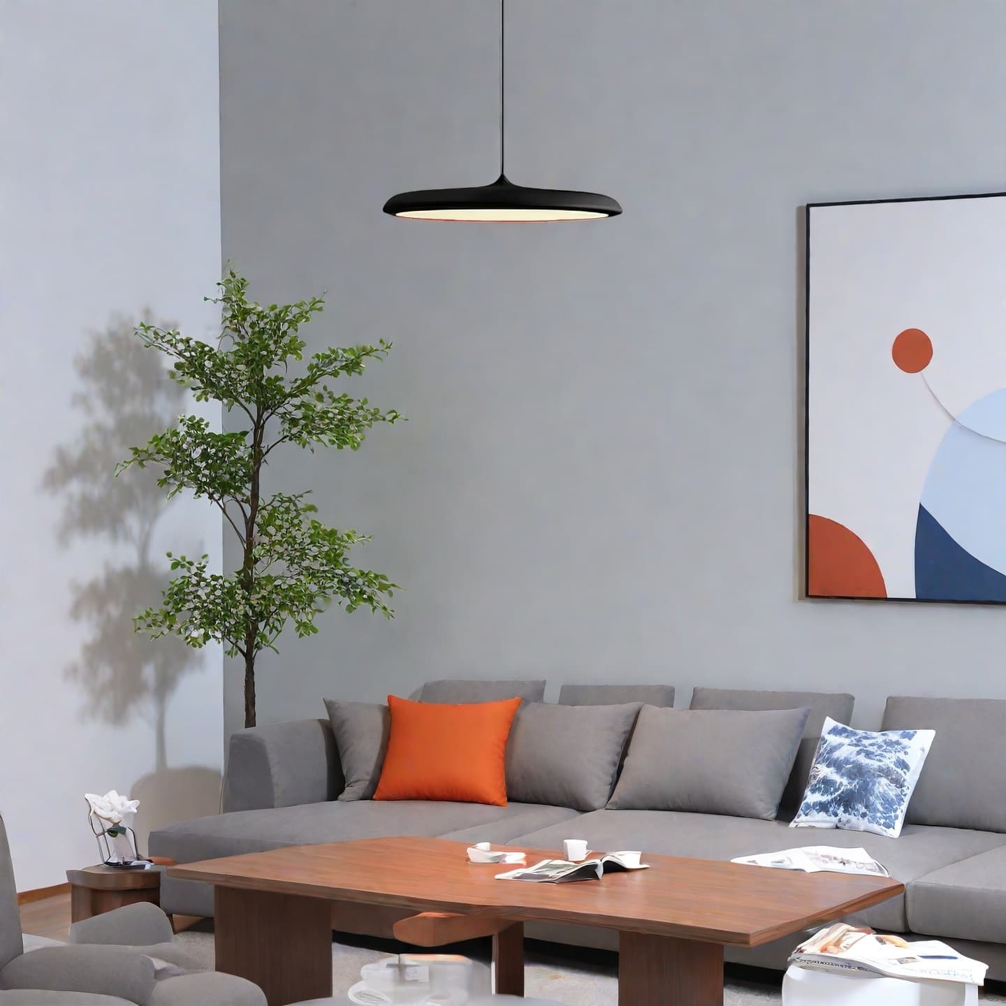 Macaron Pendant Light - Contemporary Dark Blue Metal Acrylic Decor