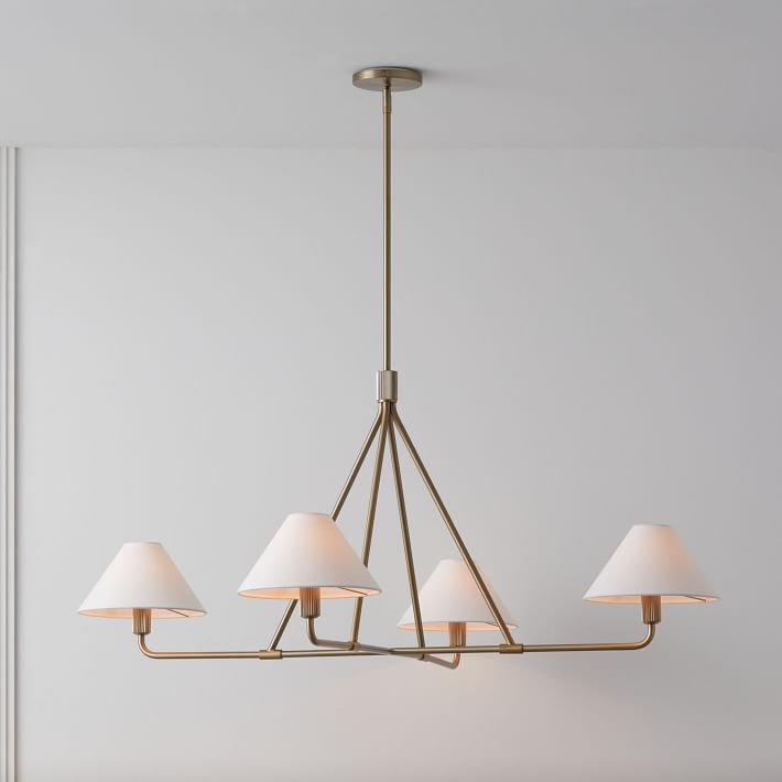 Diora Linen Adjustable Chandelier - Metal Modern Fixture for Living Room