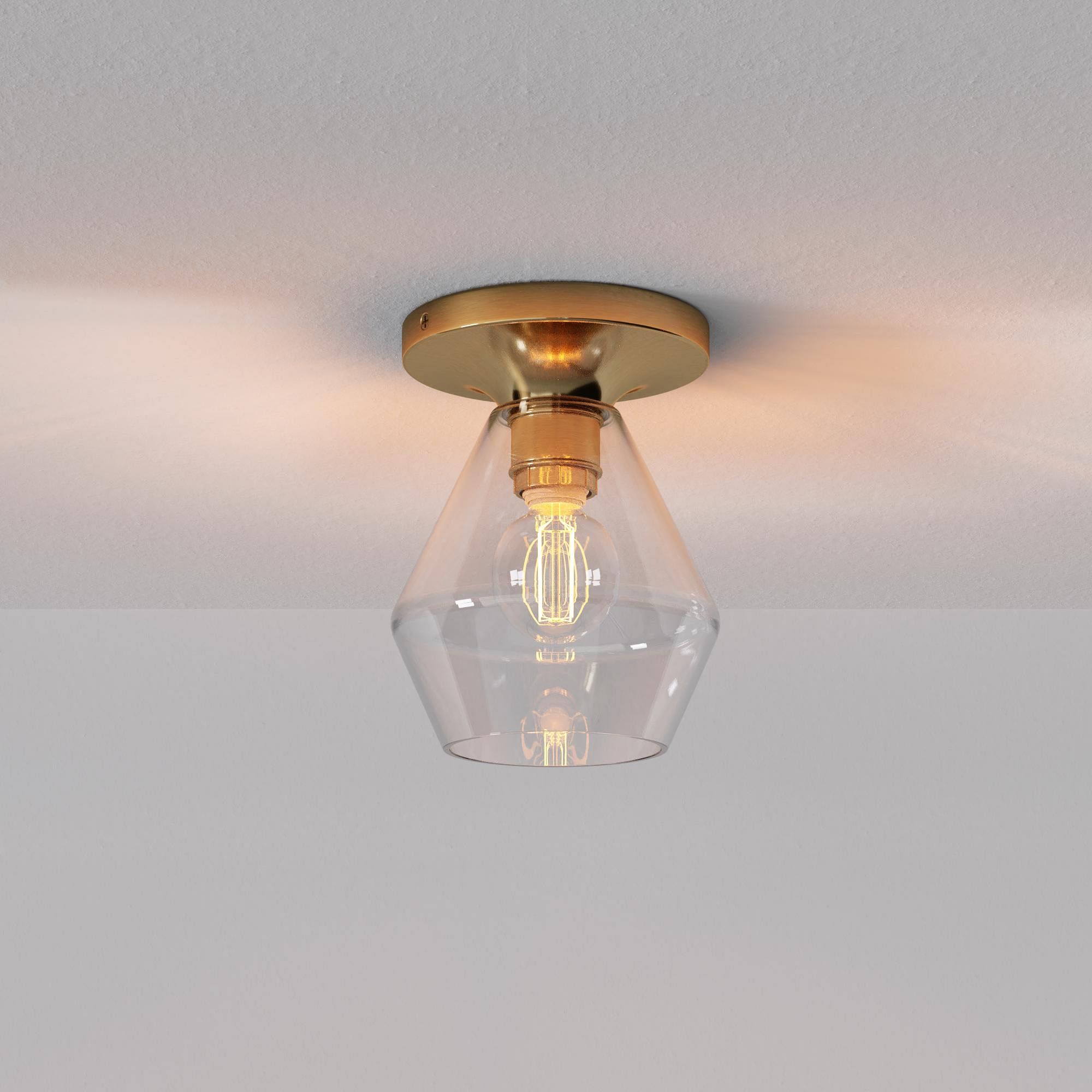 Merin Minimalist Sleek Geometric Glass Flushmount Light