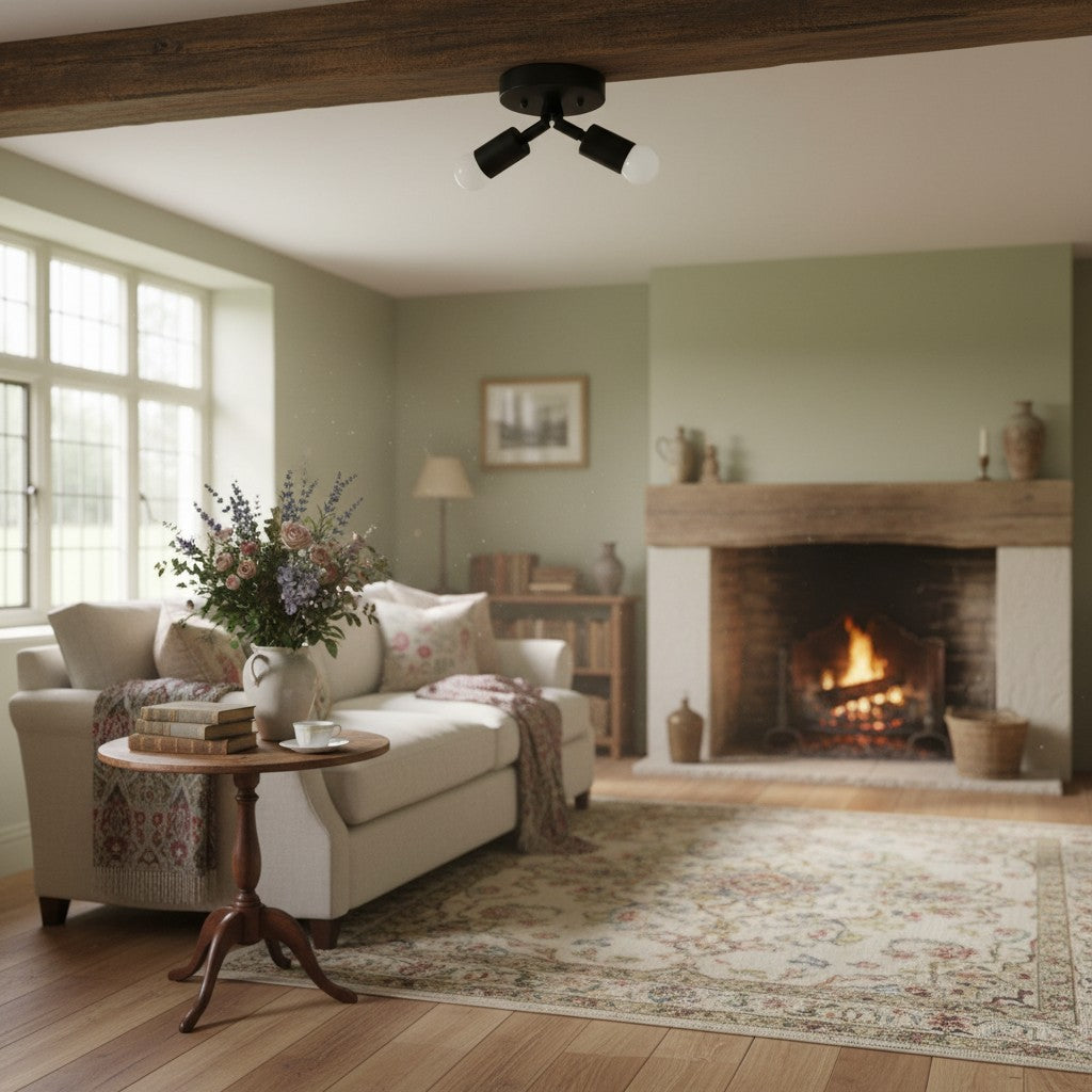 Mobilux Line Modern Brass Flush Mount - Minimalist Gold Ceiling Light for Bedroom