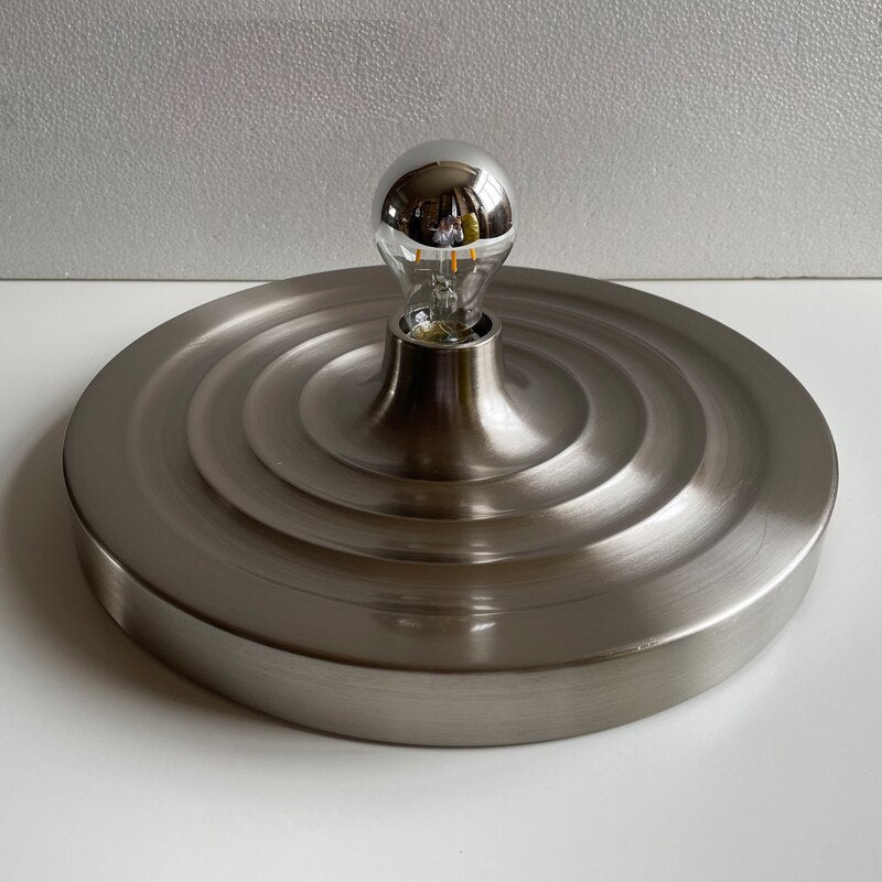 Plafonnier disque élégant de l'ère spatiale, chrome, or, blanc, noir, non dimmable