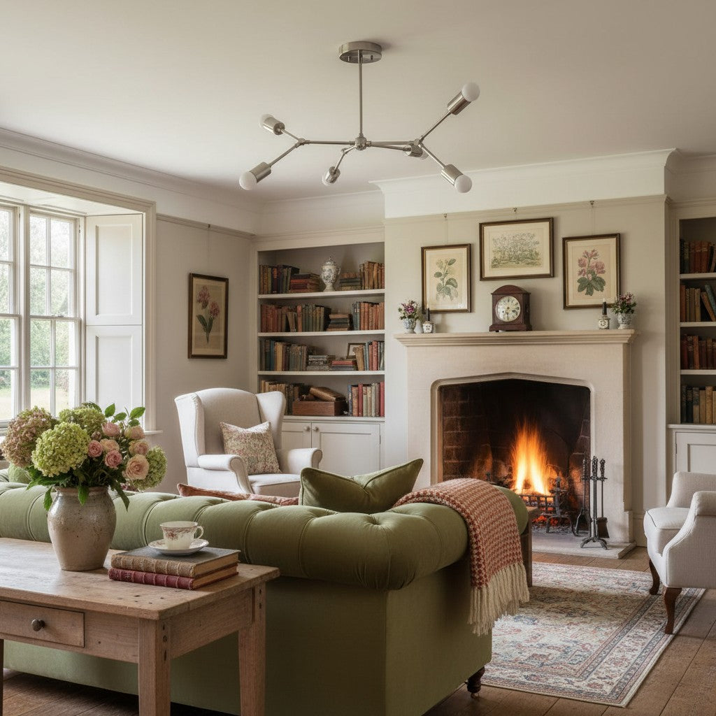 Mobilux Line Industrial Geometric Chandelier - Chrome Nickel Ceiling Light