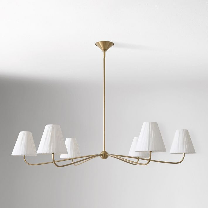 Fibura Modern Linen Chandelier - Metal Linear Light for Dining Room