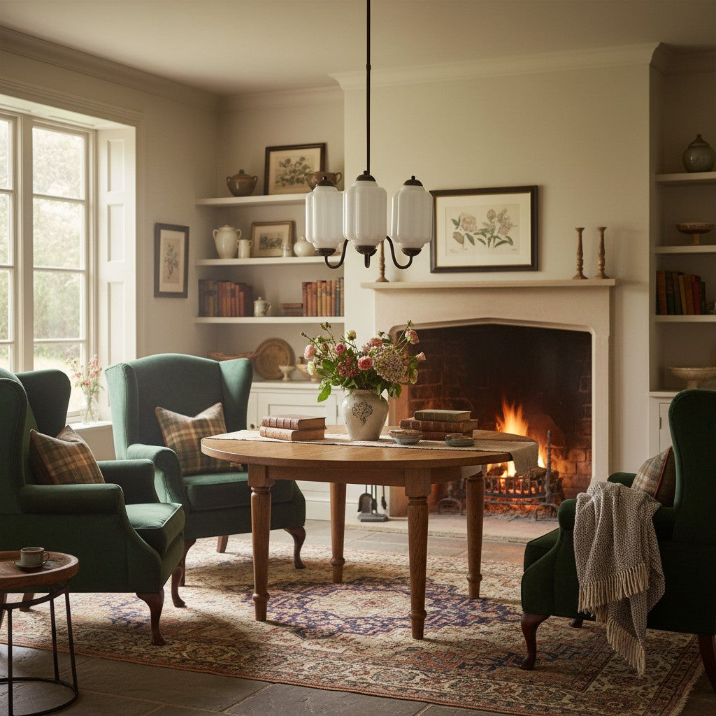 Eloise Vintage Glass Chandelier - Milk Glass Home Accent