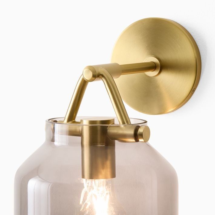 Applique murale minimaliste moderne en laiton et verre Hanton – Résistante à l'humidité pour salle de bain