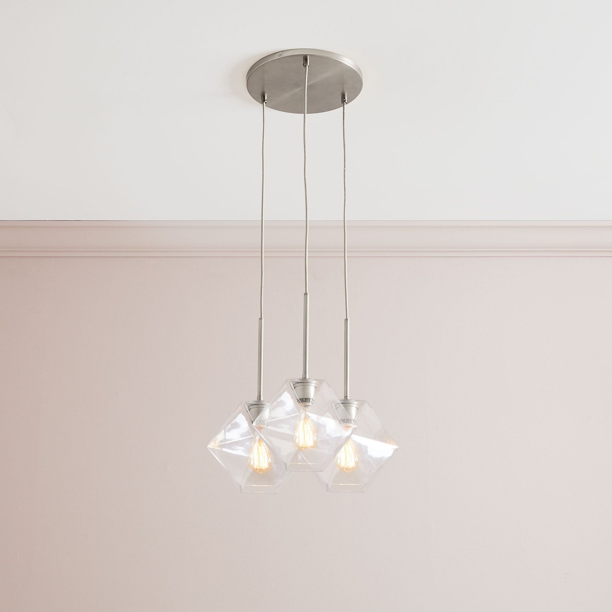 Talvior Sculptural Lighting - 3-Light Faceted Chandelier in Versatile Finishes | Explore Collection