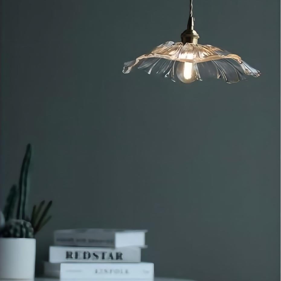 Retro Lotus Glass Pendant Light For bedroom