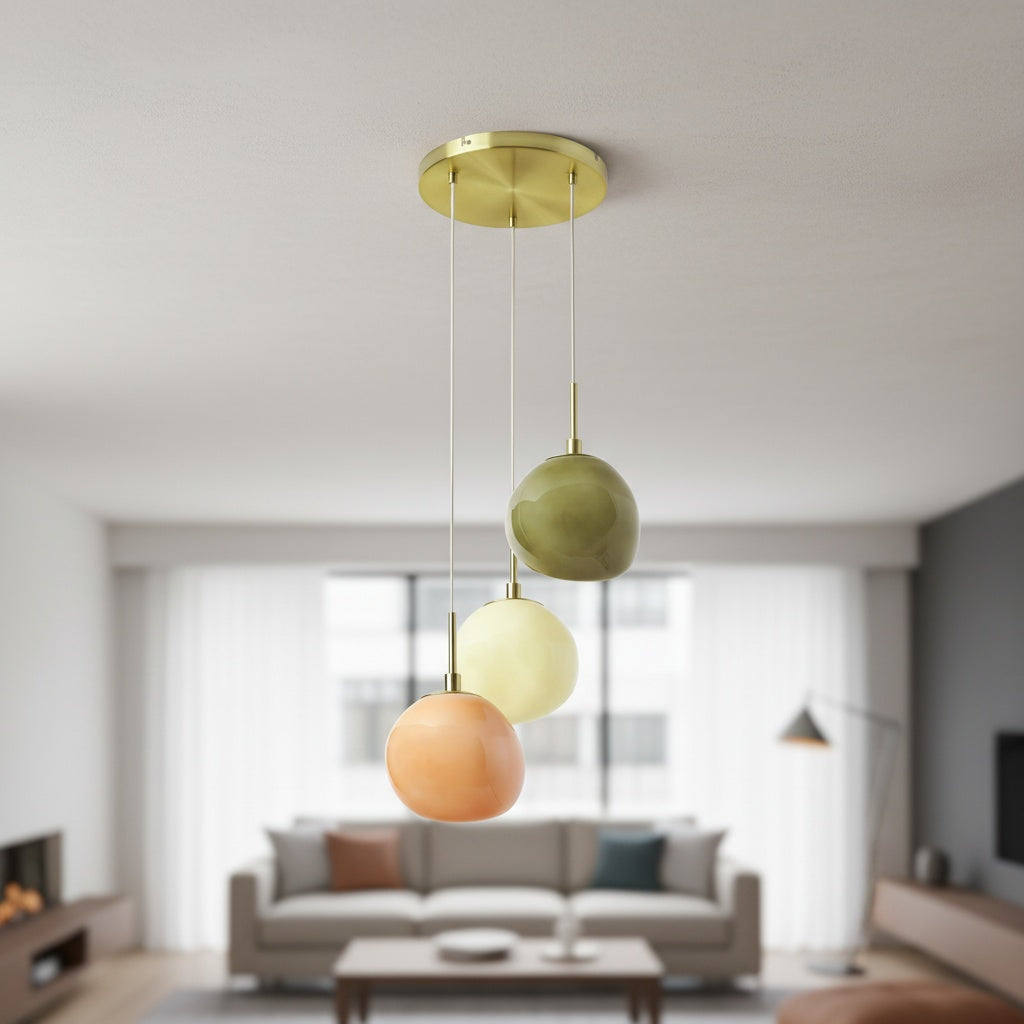 Multi-Shade Opal Glass Pendant - Cluster Hanging Lamp