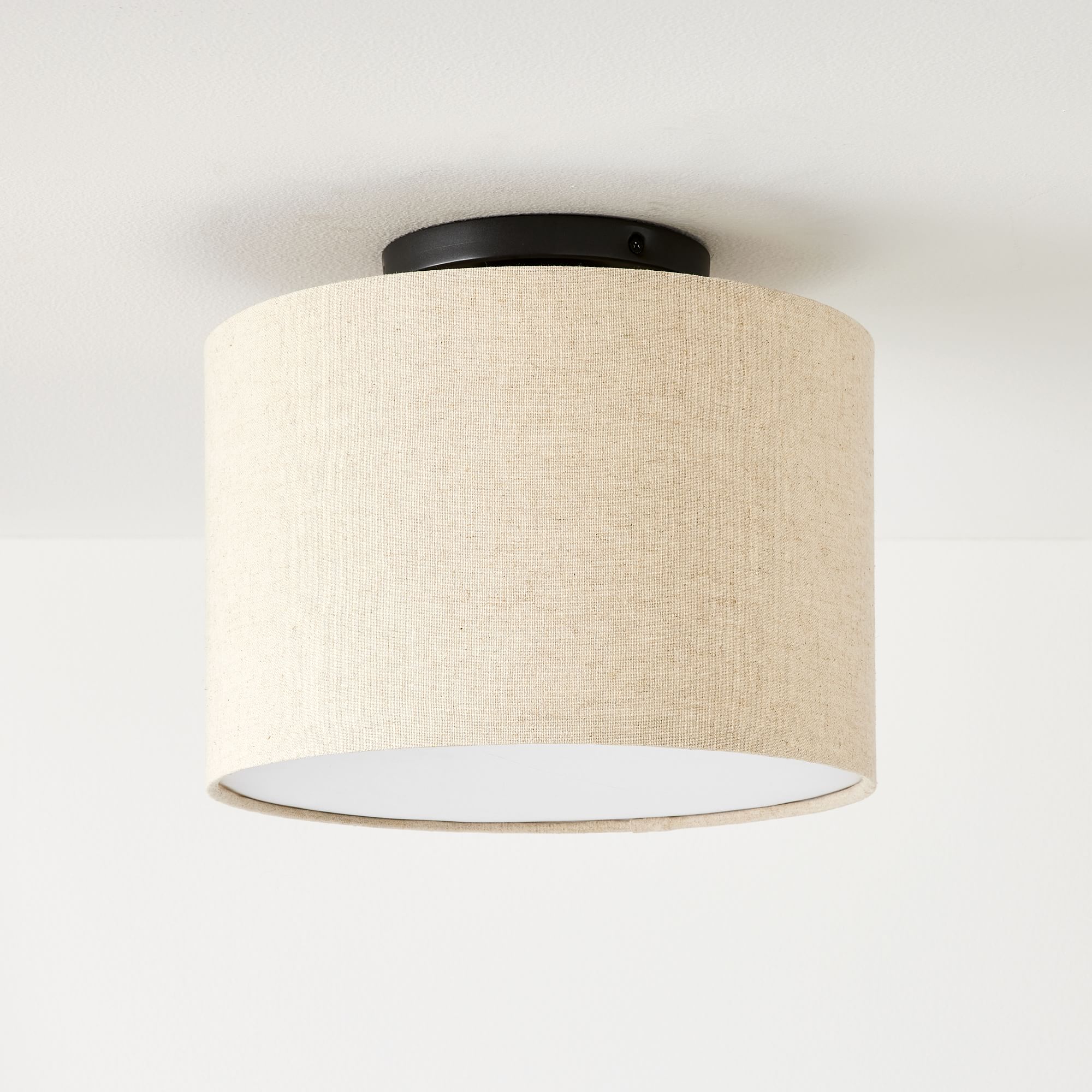Jelvane Fabric Drum Ceiling Lamp - Linen Flush Mount Light for Hallway
