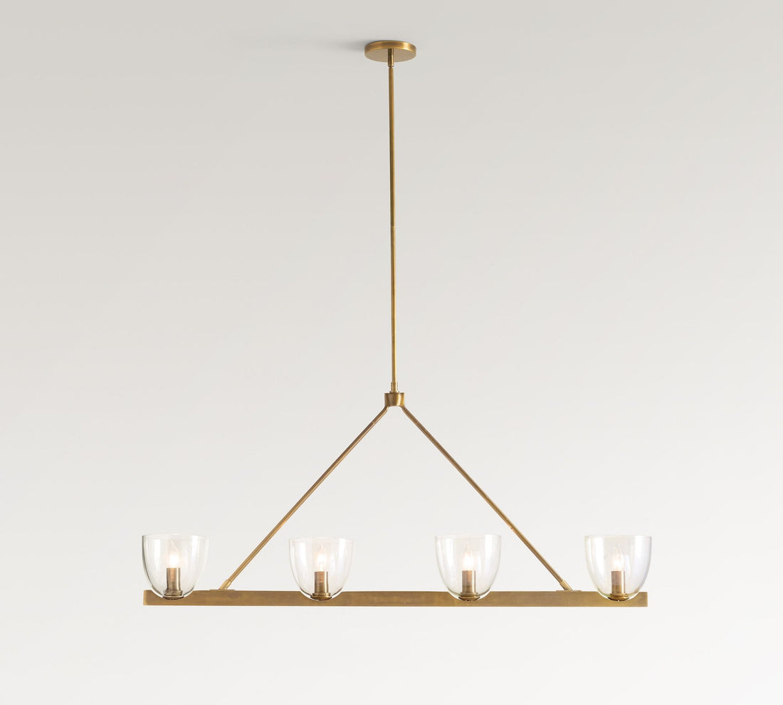 Lustre Auria en verre soufflé à la main et métal - Design contemporain en laiton
