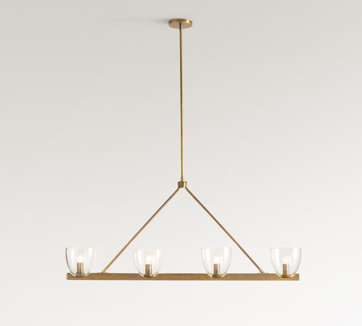 Lustre Auria en verre soufflé à la main et métal - Design contemporain en laiton