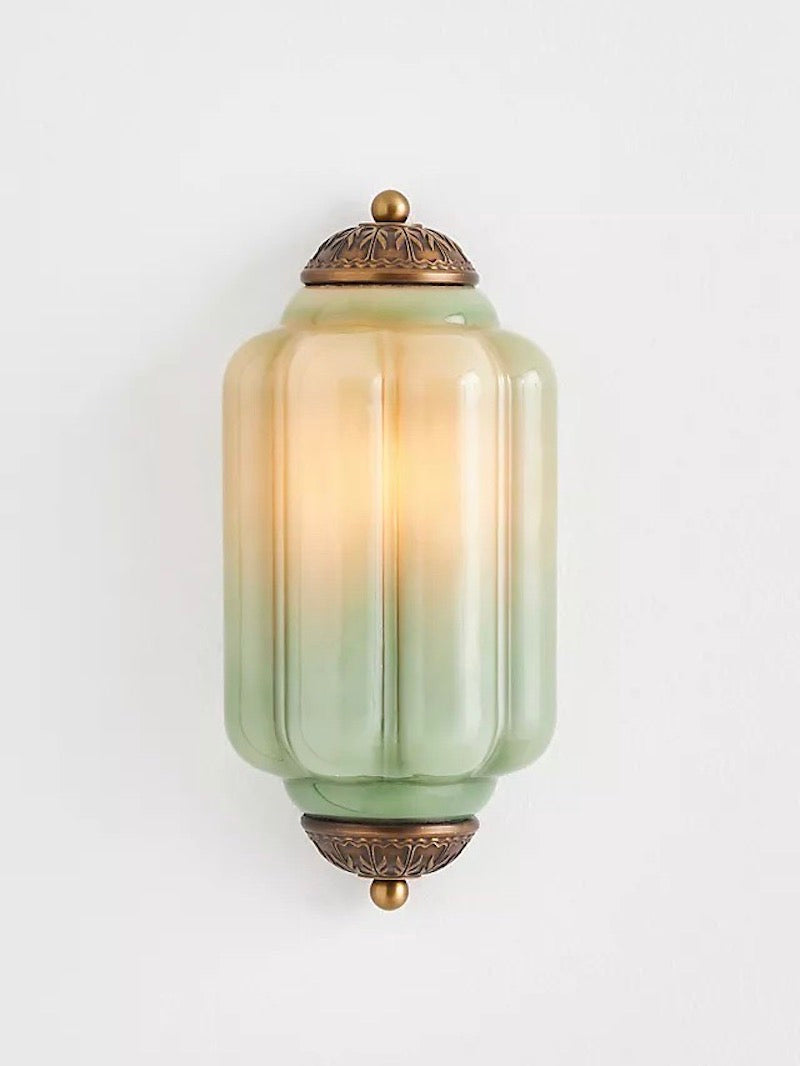 Vintage Milk Glass Wall Sconce Handcrafted Distressed Brass Light