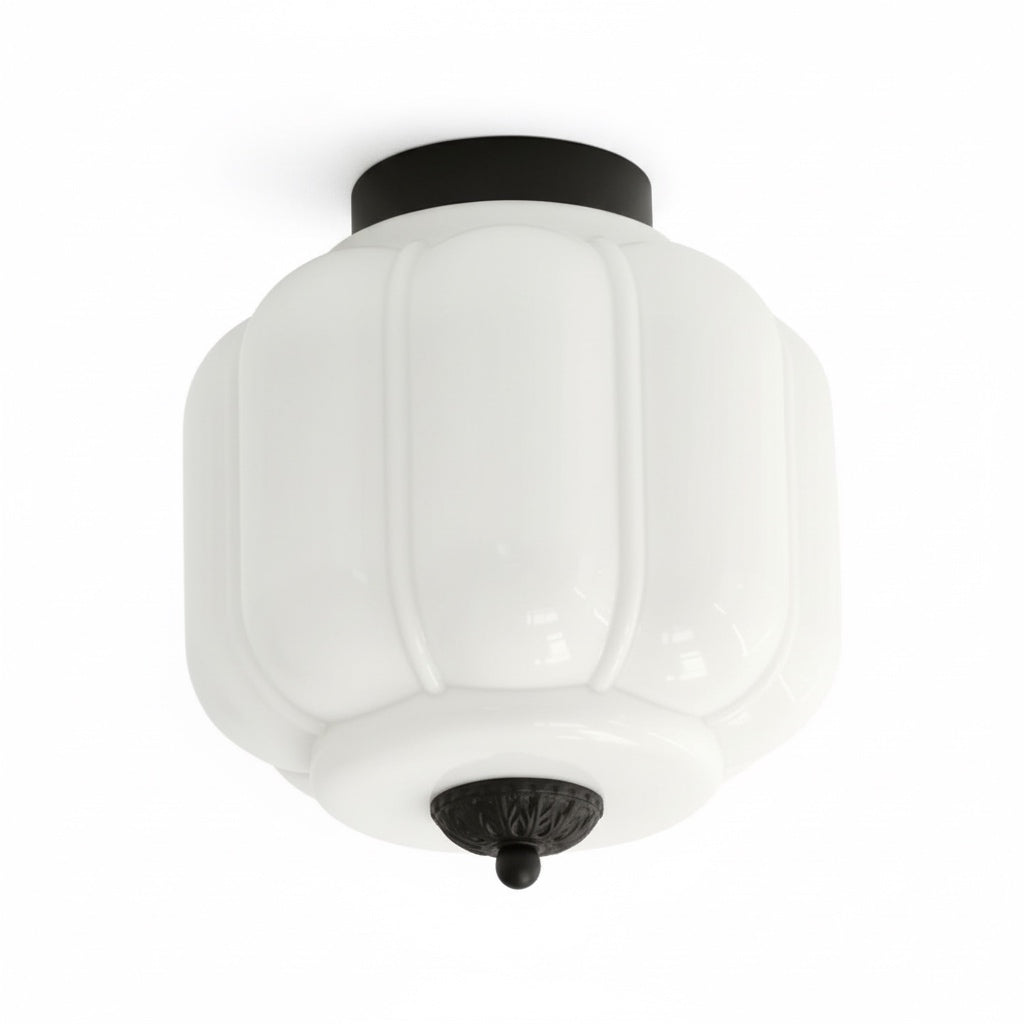 Vintage Eloise Milk Glass Flush Mount Ceiling Light - Vintage Charm Soft Glow