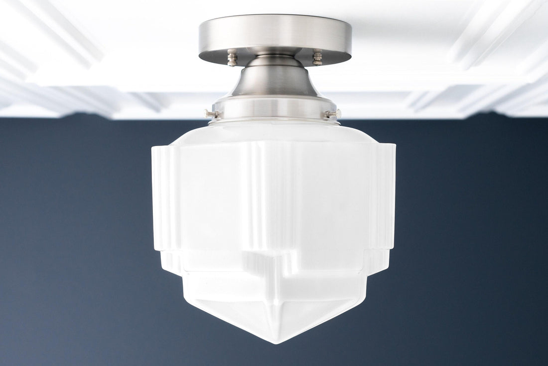 Geotower Glass Art Deco Ceiling Light - Glass Fixture - Elegant Home Lighting