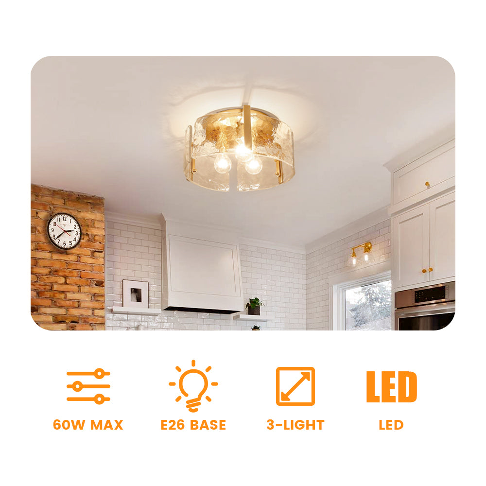 Vintage Farmhouse Glass Ceiling Light - Brass Hallway Ceiling Light