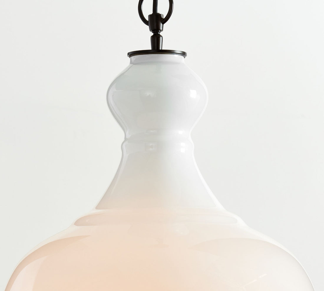 Suspension en verre Lawson – Verre recyclé et laiteux avec accents bronze