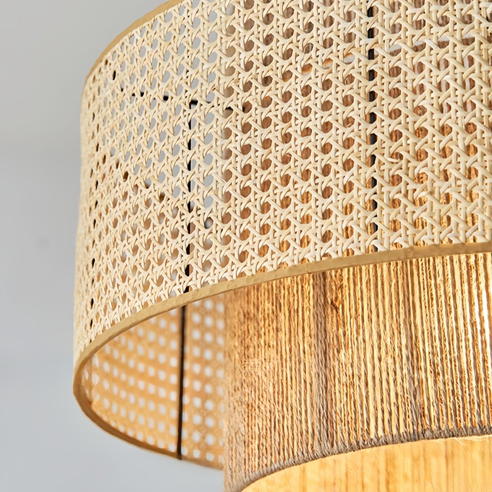 Rattan Pendant Light - Wabi-Sabi Wicker Shade Design
