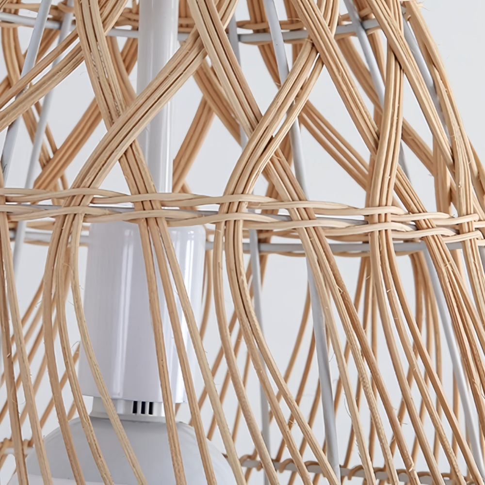 Rattan Pendant Light - Handwoven Wicker Cage Shade