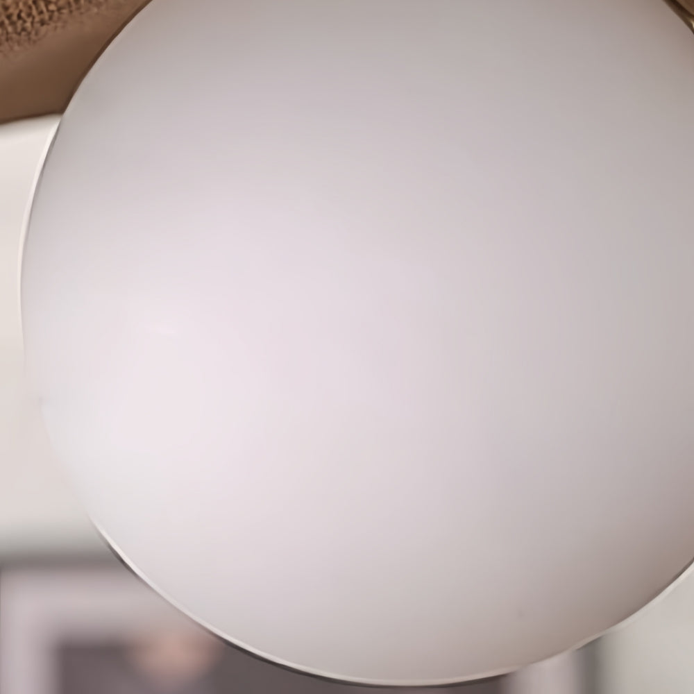 Raffia Glass Sphere Pendant Light - Handwoven Curved Pendant for Bedroom