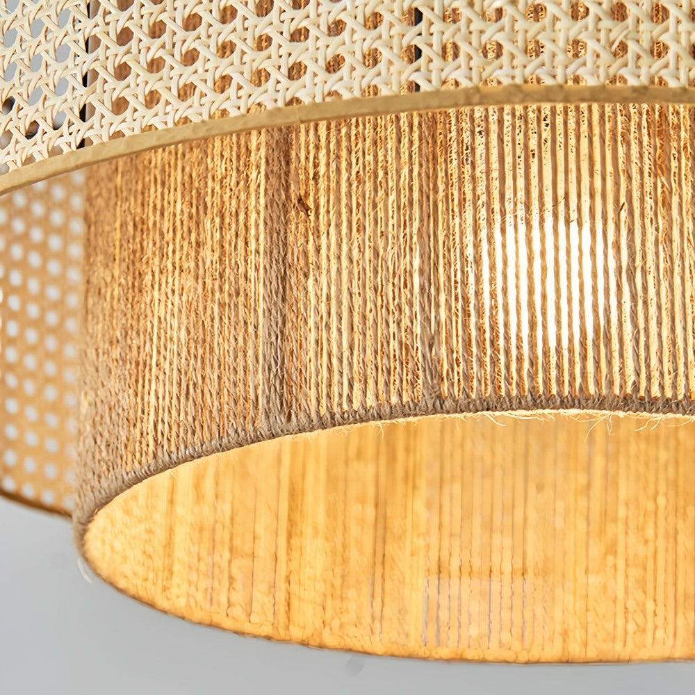 Rattan Pendant Light - Wabi-Sabi Wicker Shade Design