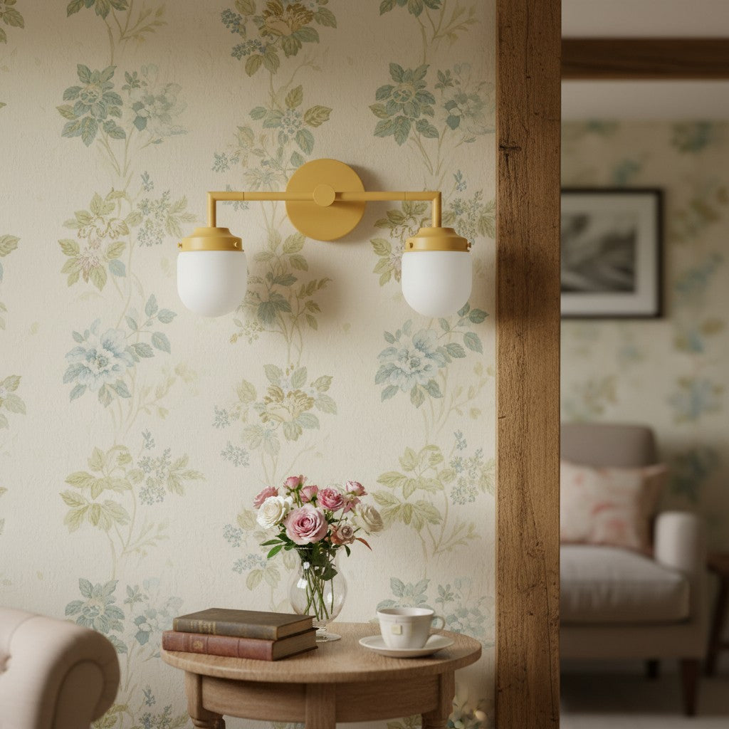 Opalume Glass Double Vanity Light - Vintage Style Bathroom Double Wall Lighting