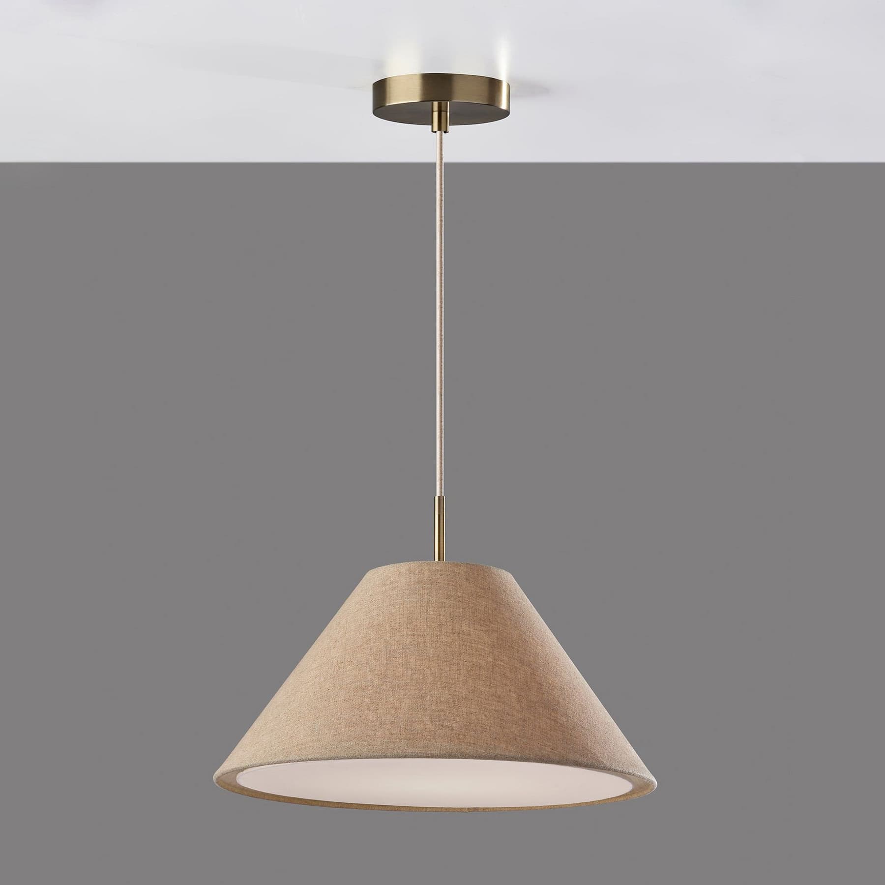 Lorvion Linen Drum Shade Flush Mount & Pendant - Antique Brass Ceiling Light