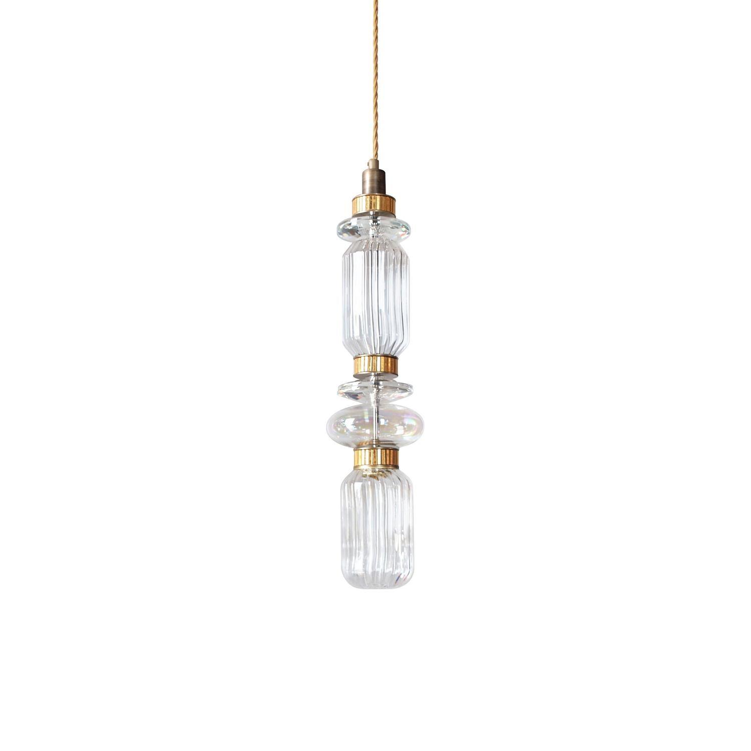 Sleek Hanging Light - Iron Metal Glass Gold Clear Hardwired Atmosphere