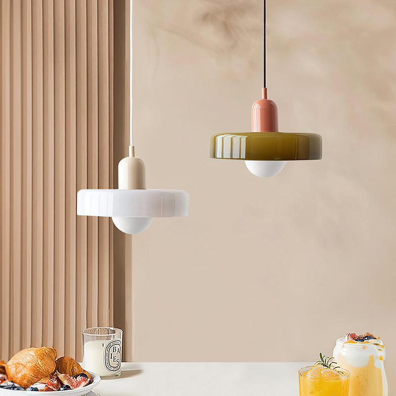 Disc Orb Glass Pendant Lamp – Morandi Pendant Light for Living Rooms