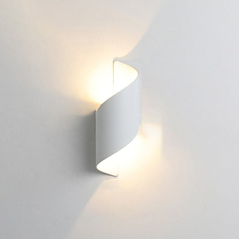 White Aluminum Modern Curl Twisted Wall Light Energy Efficient