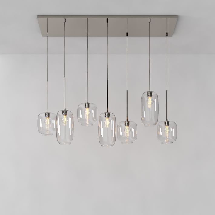 Lumivelle Sculptural 7-Light Chandelier – Adjustable Height Modern Glass Pendant