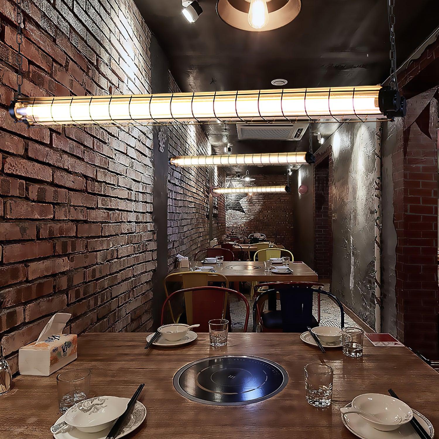 Handcrafted Glass Channel-Set Diffusers Linear Chandelier Sleek Design