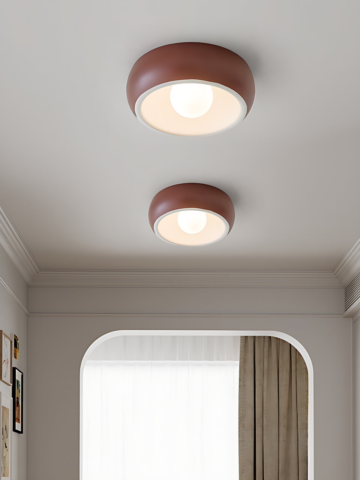 Modern Glass Metal Ceiling Light in Walnut for Indoor Lighting