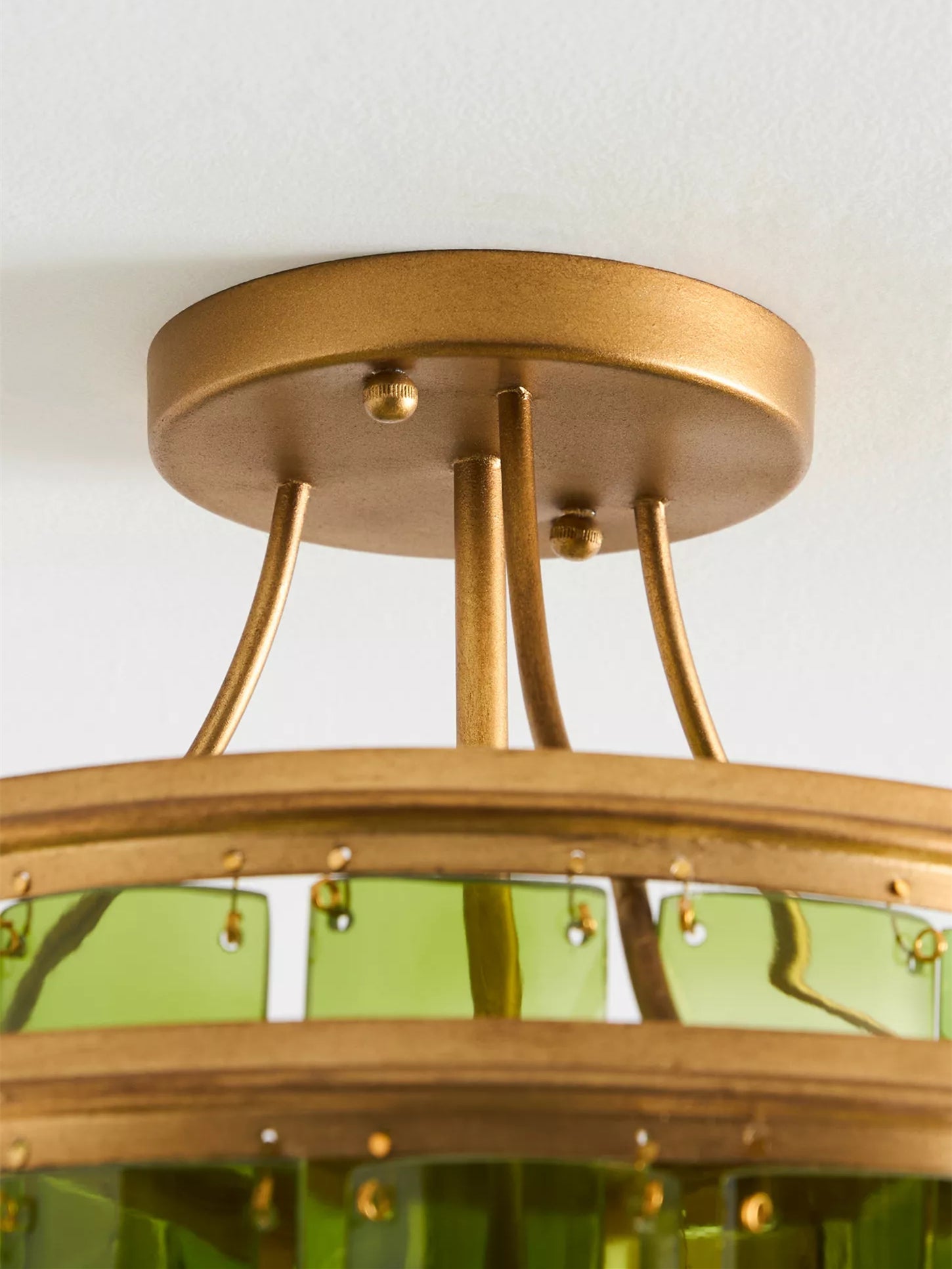 Verdura Glass Semi-Flush Mount - Elegant Green Glass Ceiling Fixture