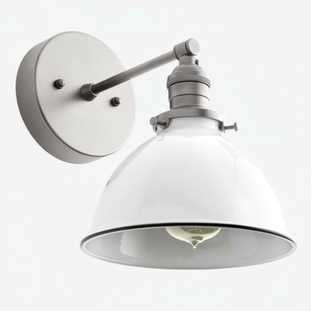 Conique Metal  Wall Sconce - White Metal Shade - Industrial Modern Lighting