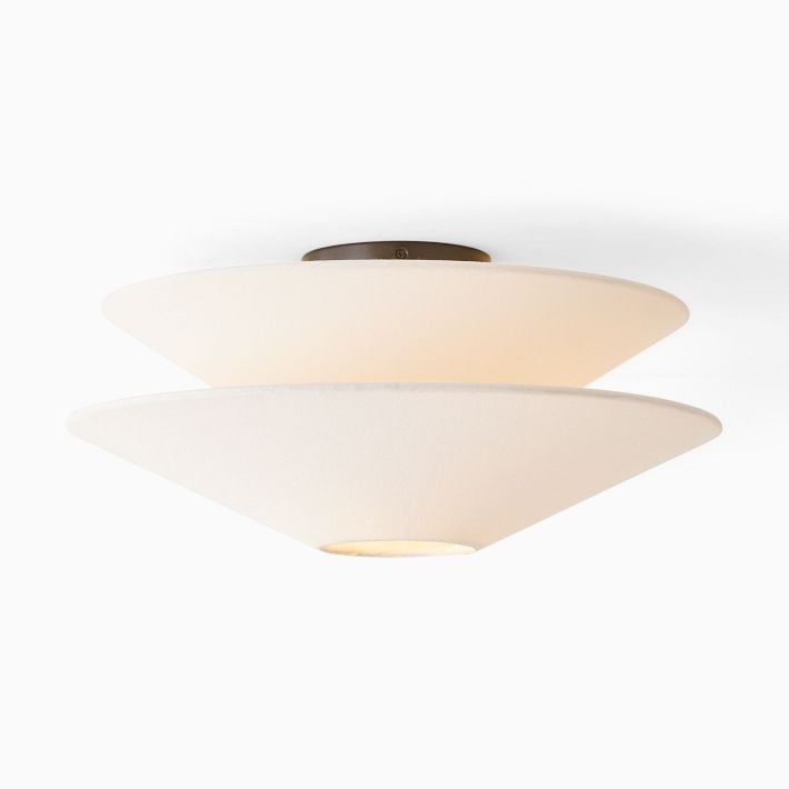 Solivara White Linen Ceiling Light - Modern Flushmount for Bedroom