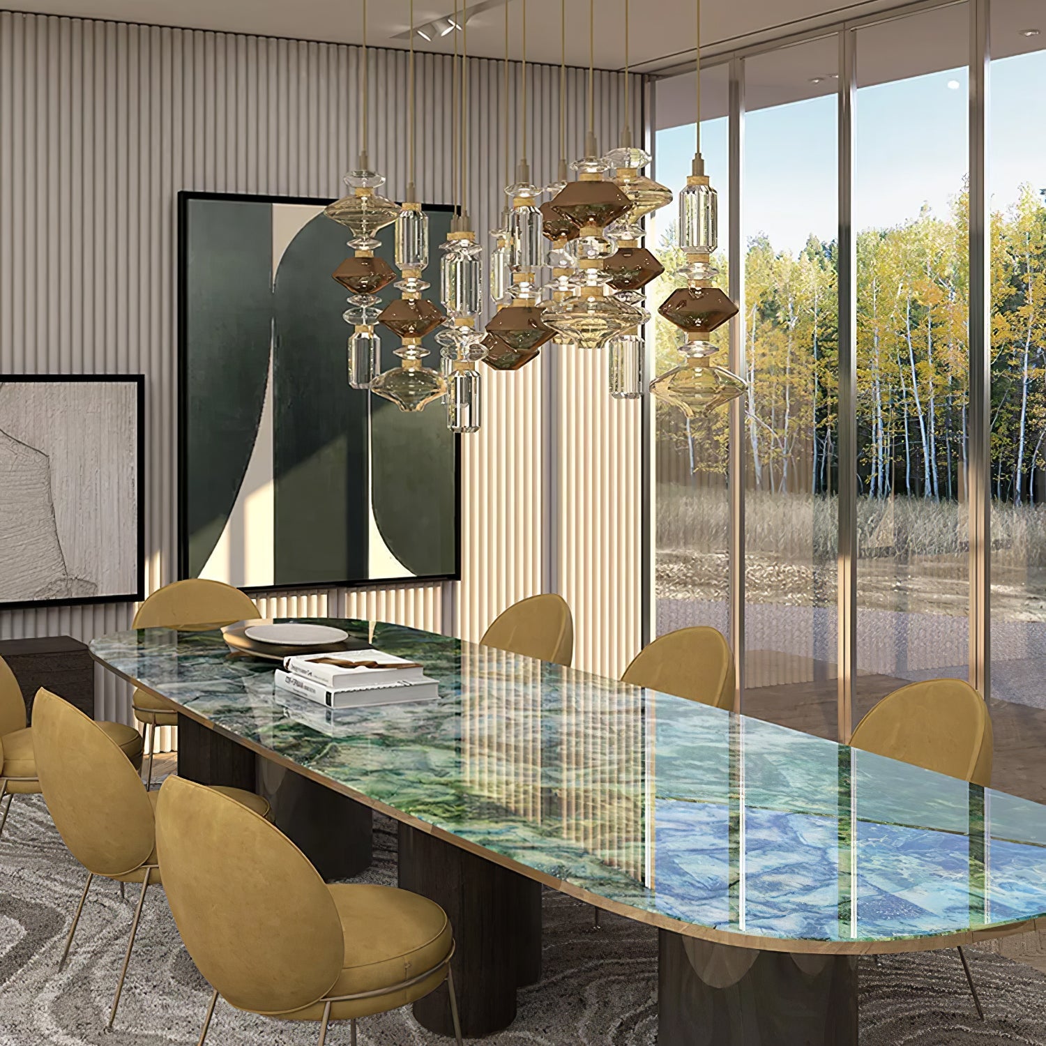 Sleek Hanging Light - Iron Metal Glass Gold Clear Hardwired Atmosphere