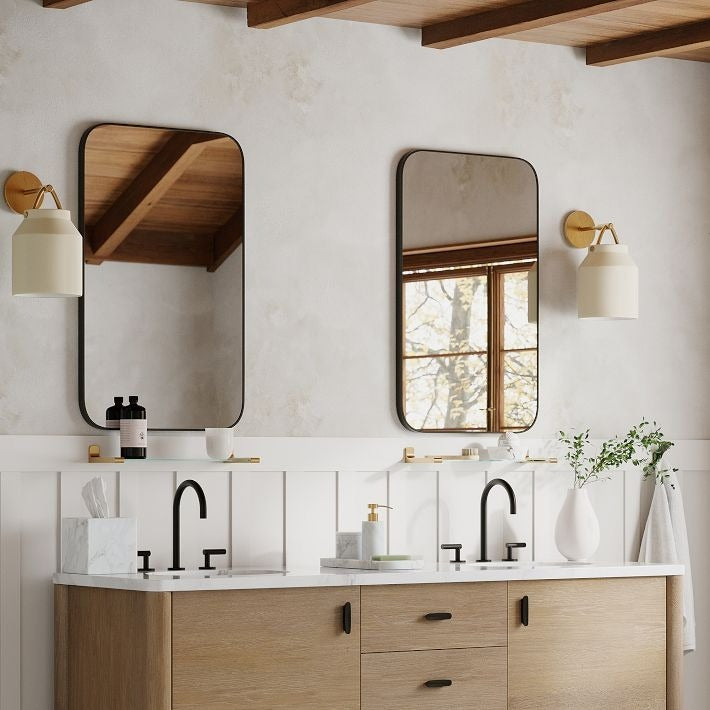 Applique murale minimaliste moderne en laiton et verre Hanton – Résistante à l'humidité pour salle de bain