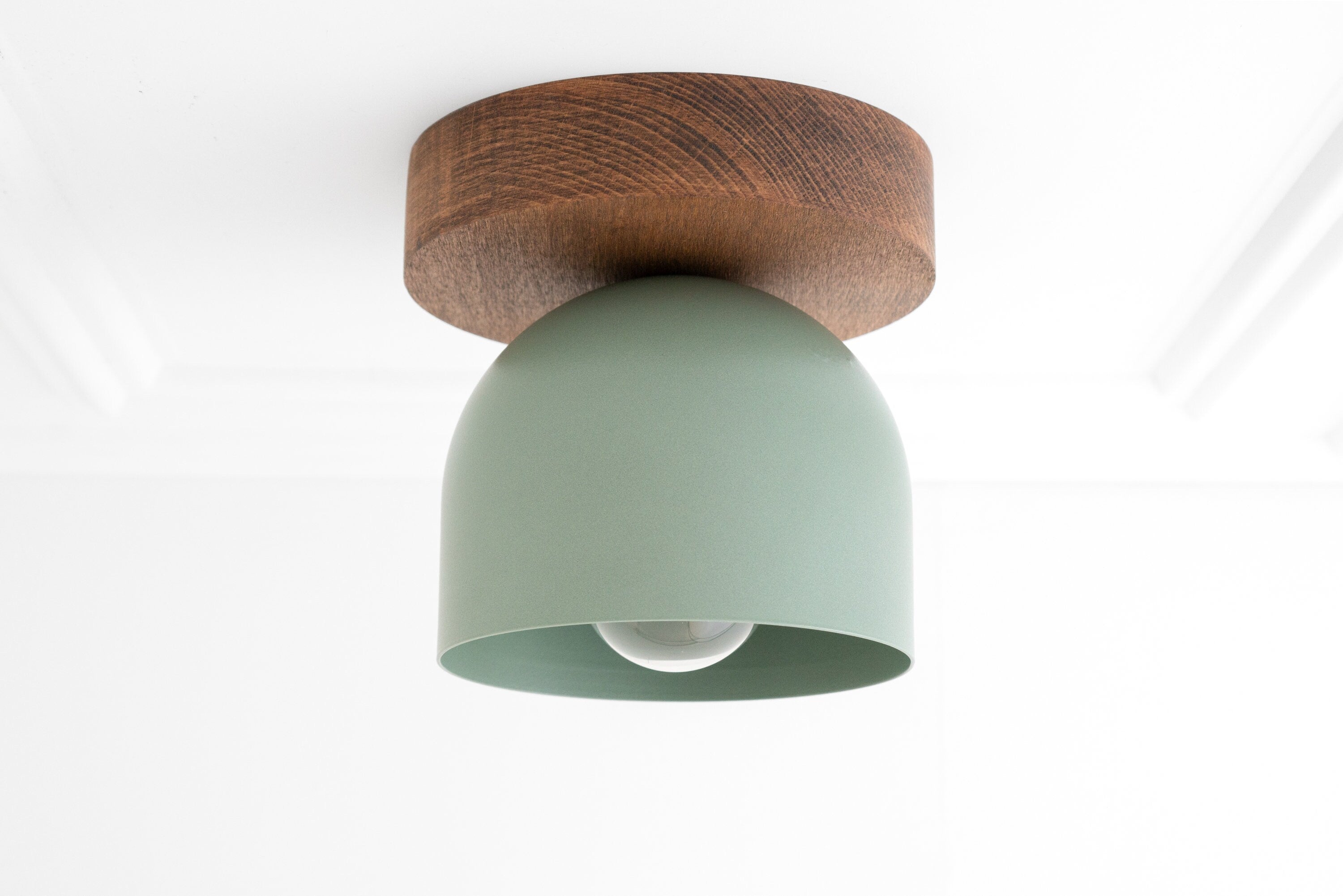 Metio Dome Modern Rustic Ceiling Light - Wooden and Metal Fusion