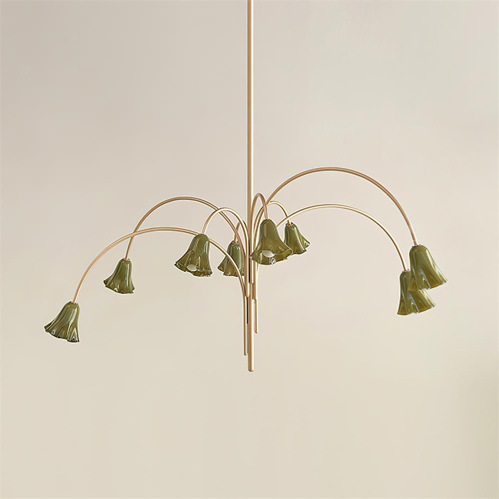 Bellina Modern Romantic Chandelier - Botanical Lily Design with Glass Flowers
