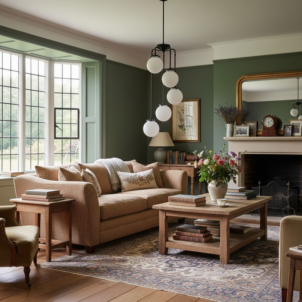 Glorica Glass 5 Globe Chandelier - Brass and Opal Glass Vintage Pendant Light