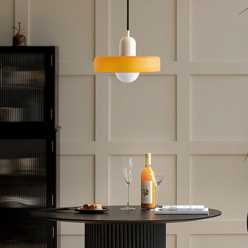 Disc Orb Glass Pendant Lamp – Morandi Pendant Light for Living Rooms