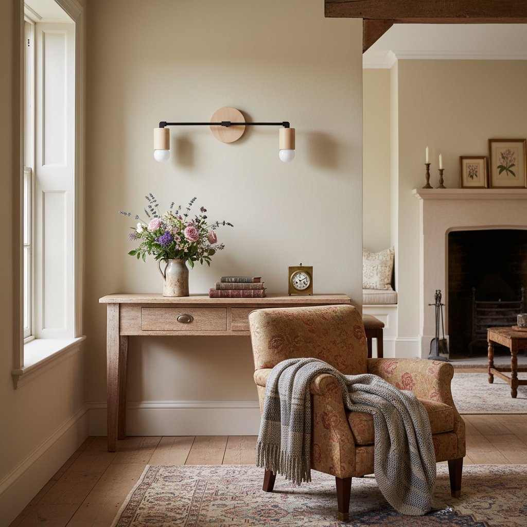 Mobilux Line Wood and Vanity Light - Bohemian Bathroom Lighting Fixture