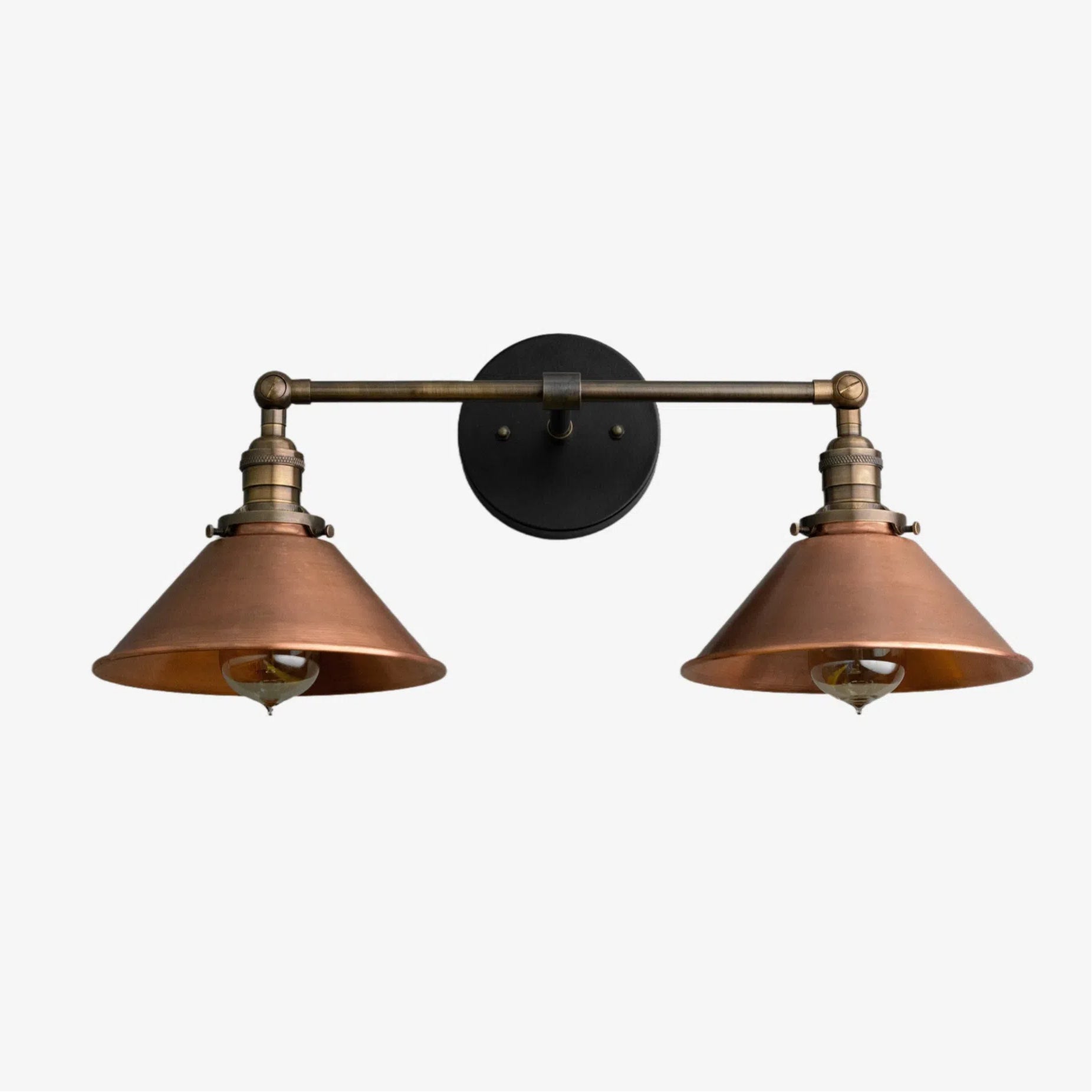 Conique Metal Industrial Wall Sconce with Dual Cone Shades - Vintage Metal Finish
