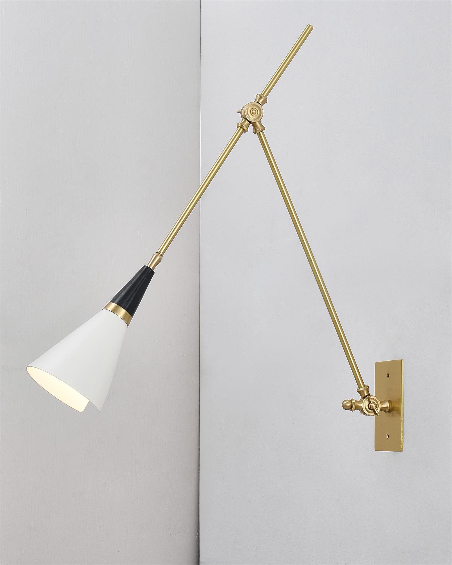 Sophisticated Magari Wall Lamp Compatible with Push Switches in White Black Brass
