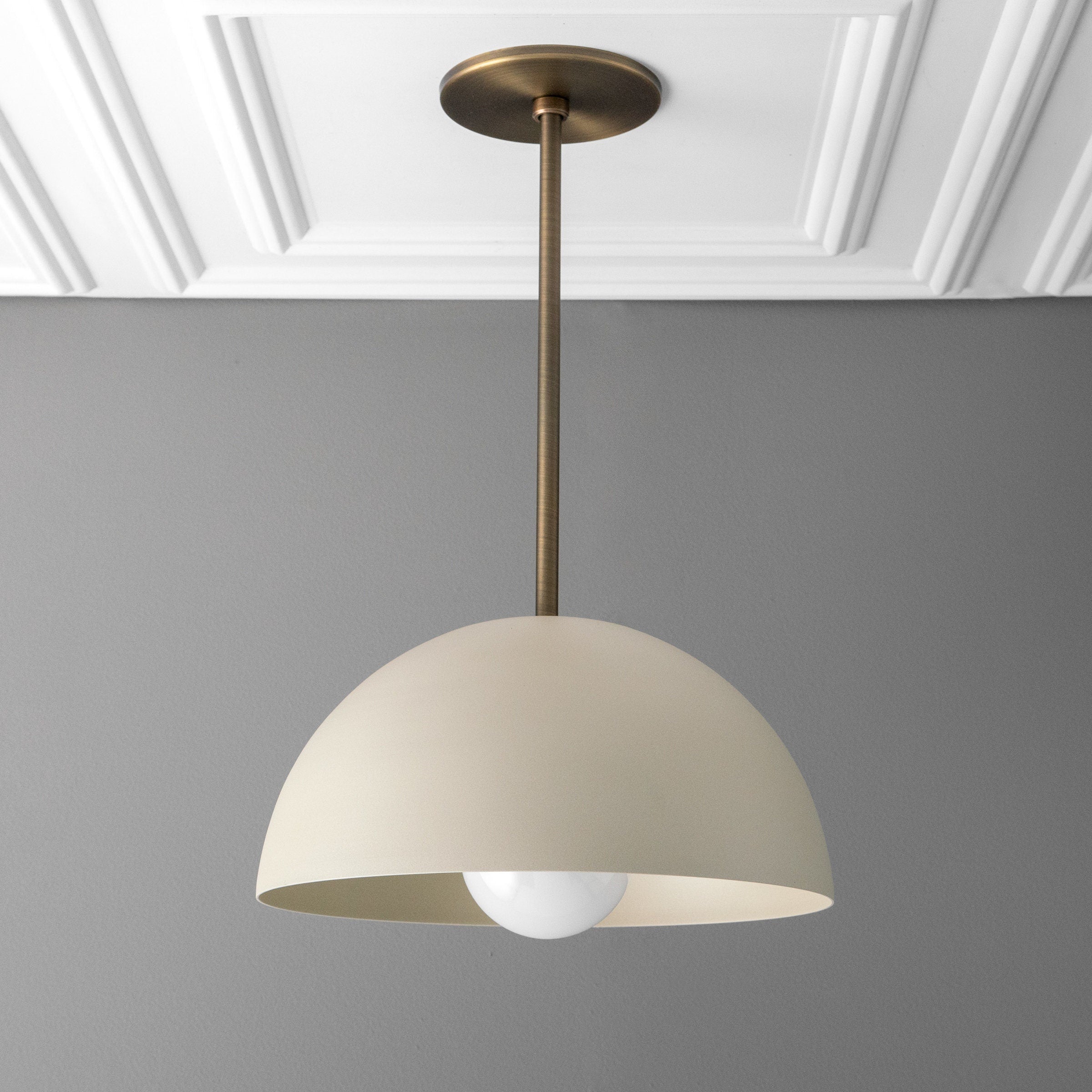 Metio Dome Neutral Dome Pendant - Modern Metal Accent Lighting