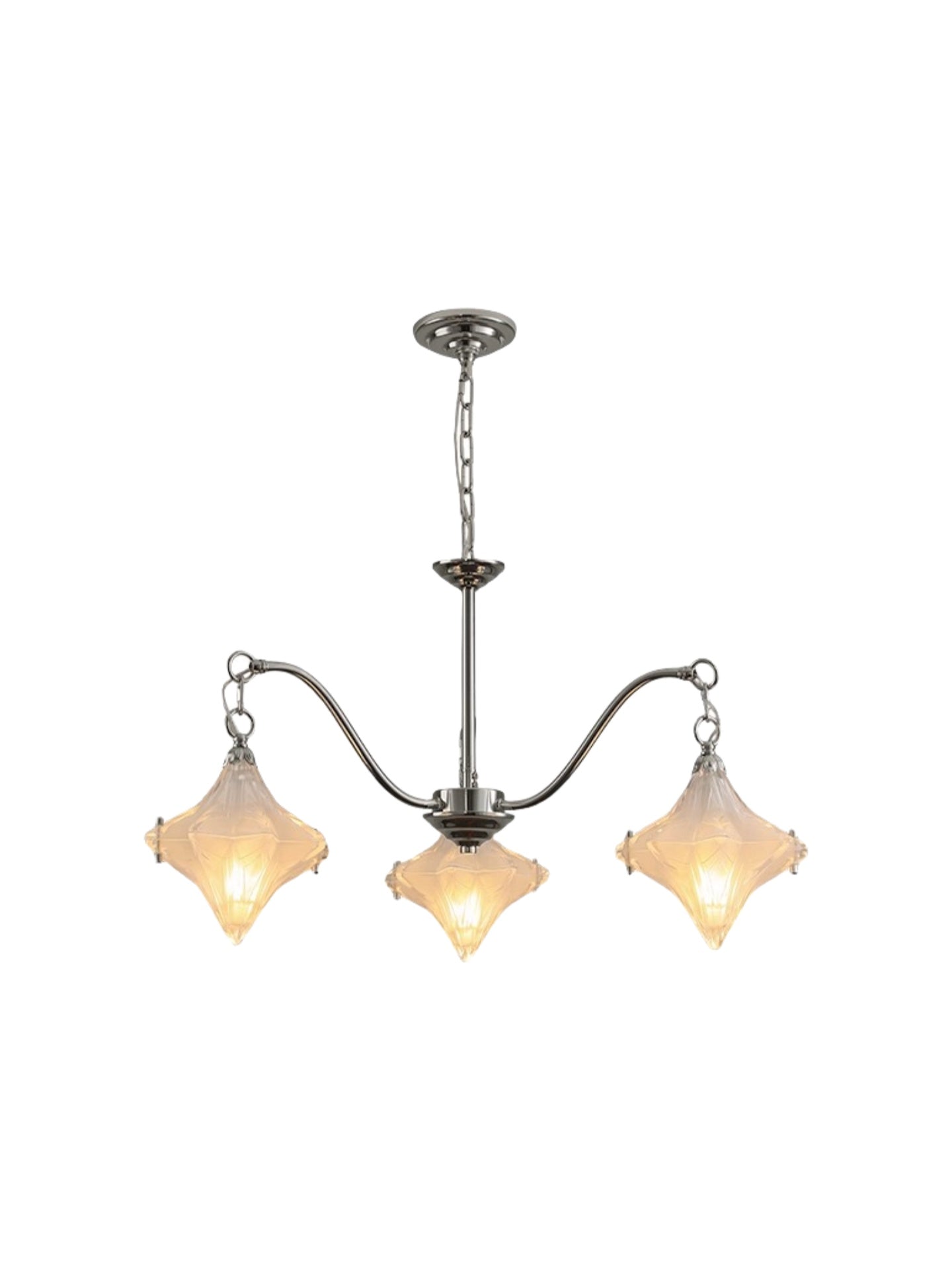 Art Deco Astris Star Chandelier -Frosted Glass Deco Fixture for Dining Room