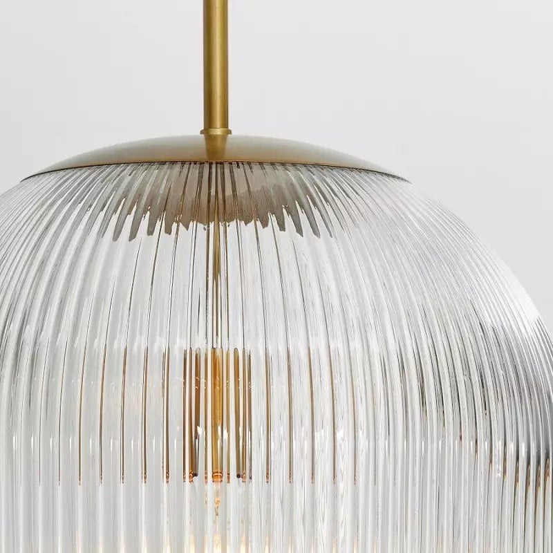 Farmhouse Cooper Ribbed Pendant Light - Antique Style Warm Faceted Radiance