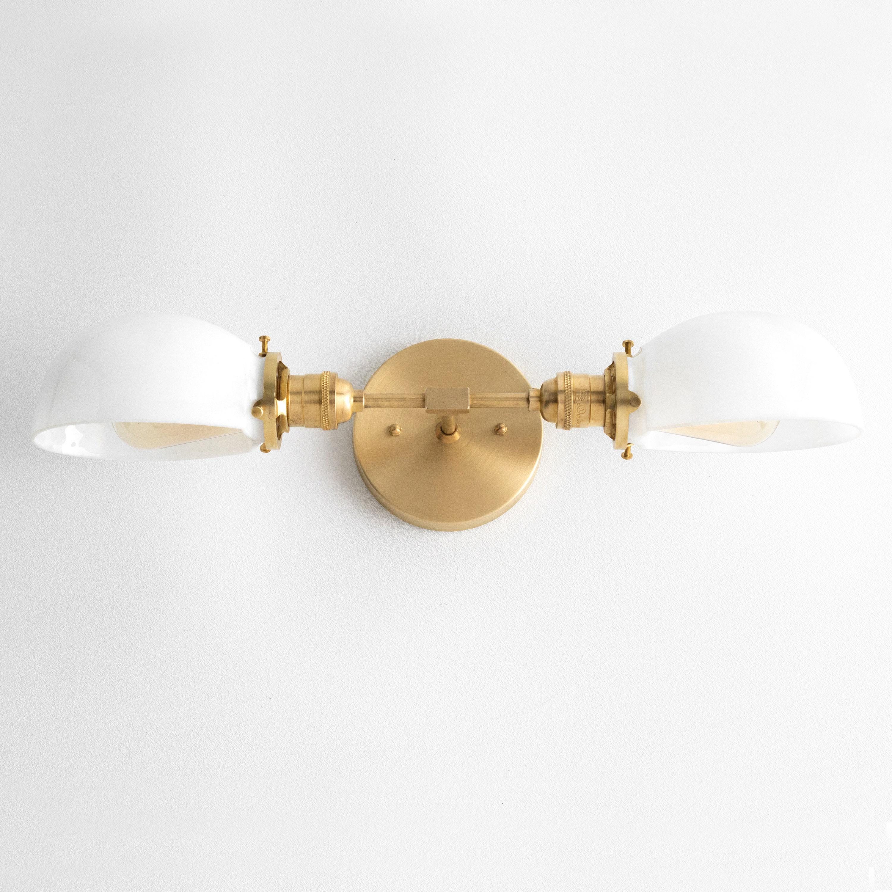 Ornato Luxe Mid-Century Vanity Light - Brass Bathroom Fixture with Opal Glass