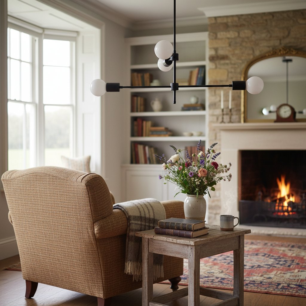 Mobilux Line Black and Brass Chandelier - Contemporary Globe Ceiling Hanging Light