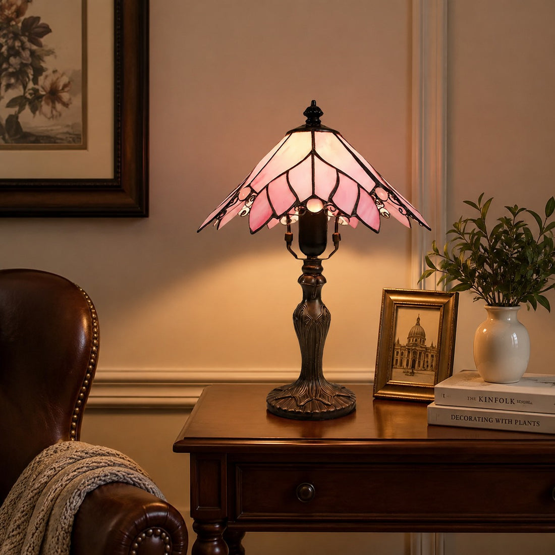 Vintage Tiffany Stained Glass Table Lamp